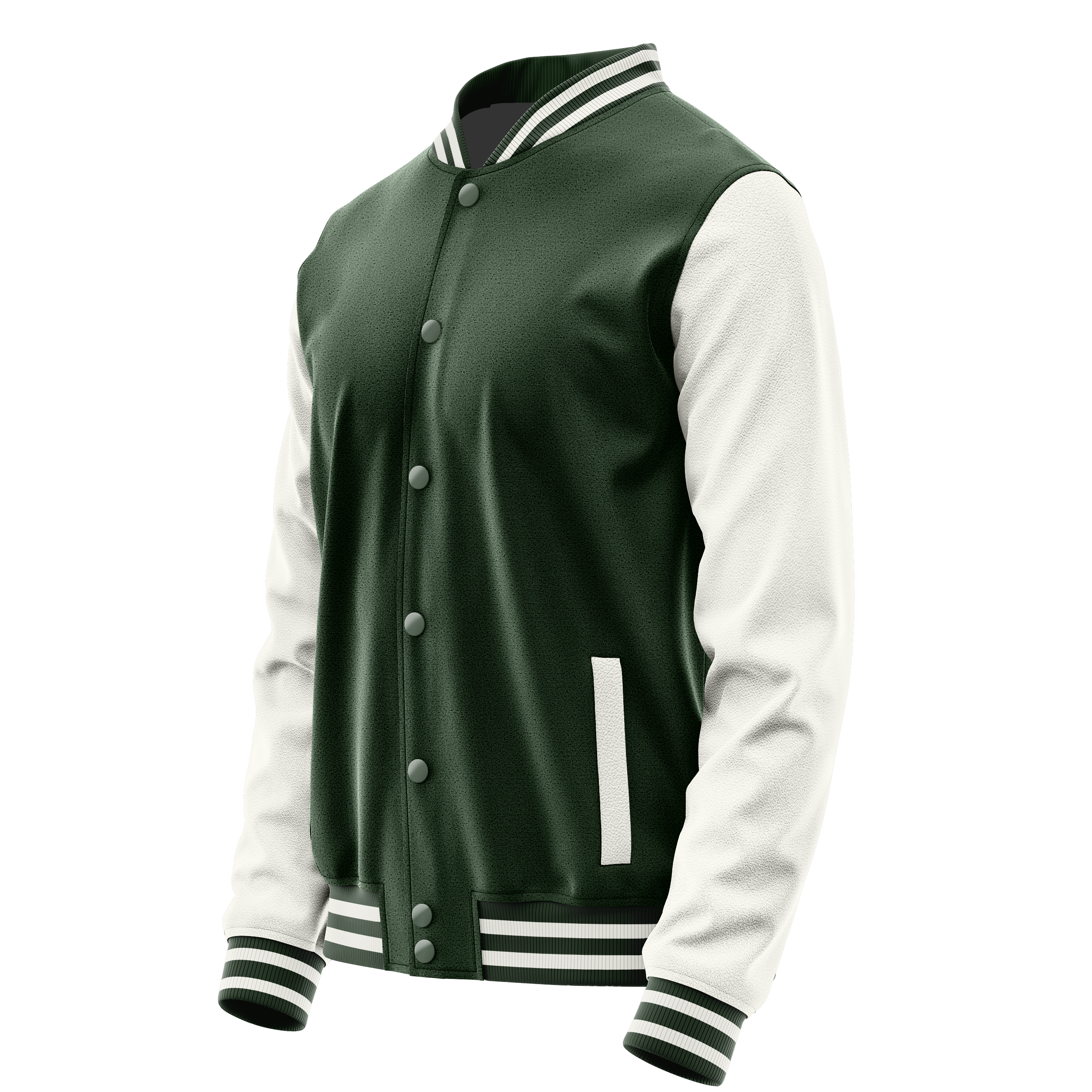 Dunkelgrün & Weiß Leder Collegejacke JG06180618