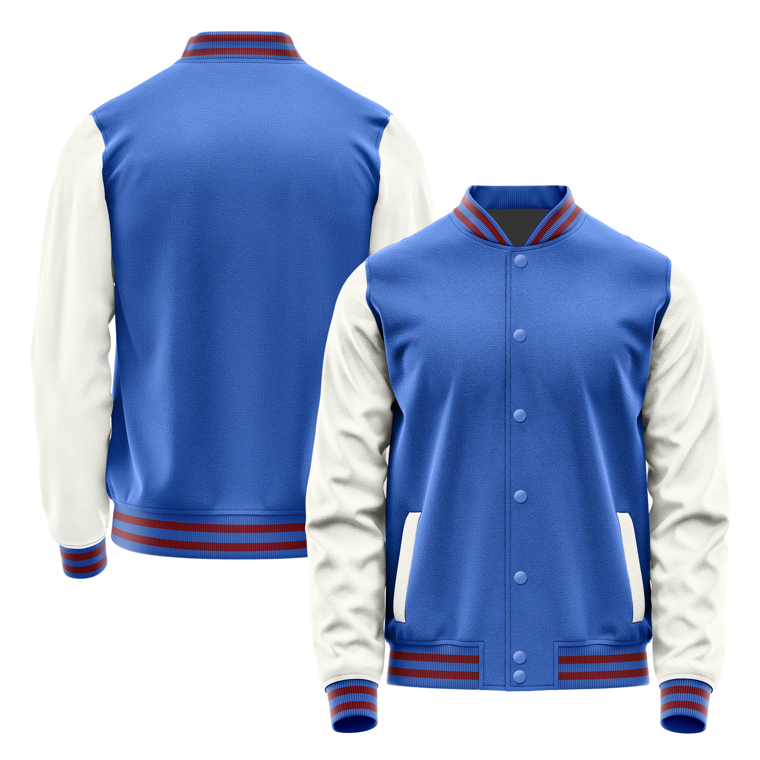 Himmelblau & Weiß Leder Collegejacke JG09180915