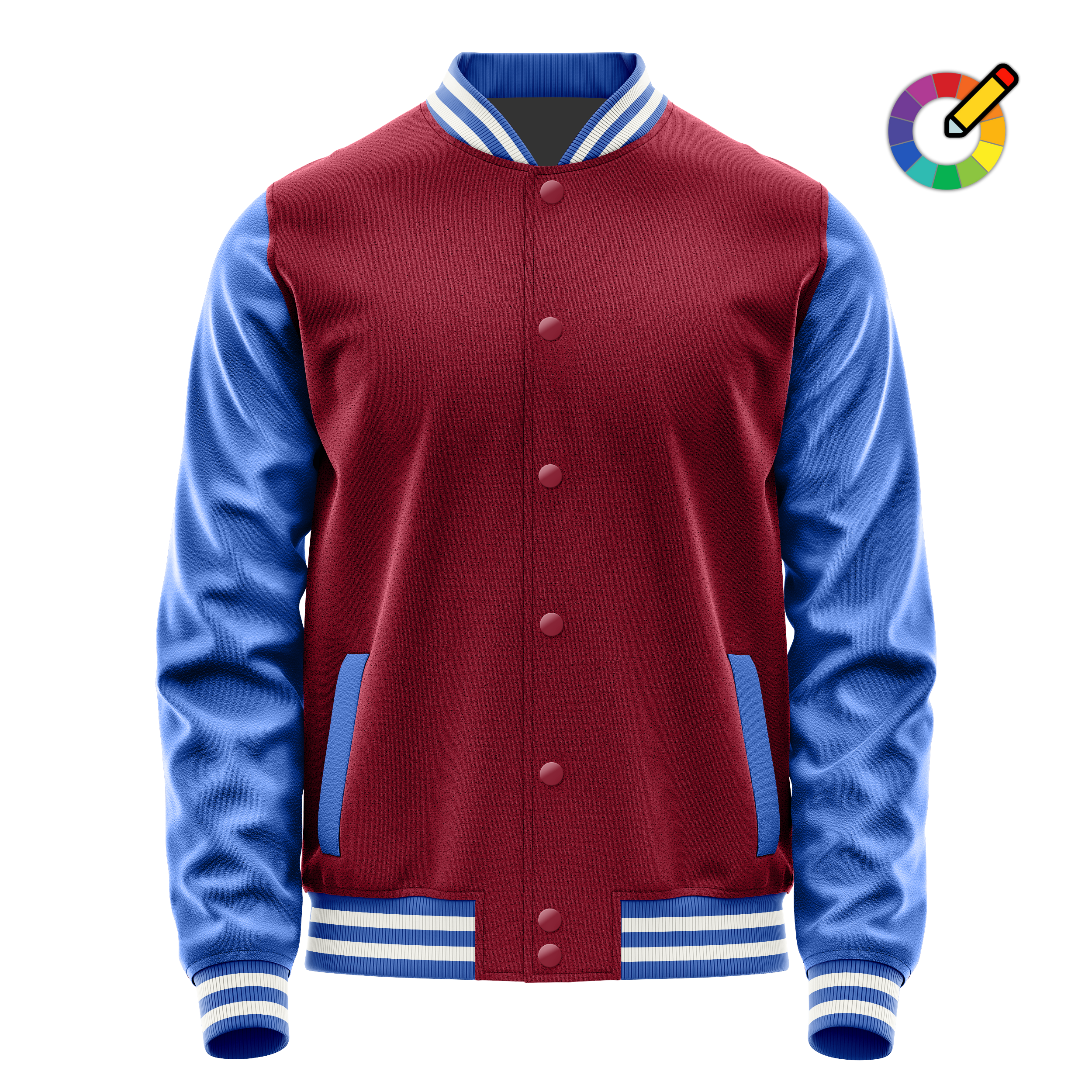 Karmesinrot & Himmelblau Leder Collegejacke JG15090918