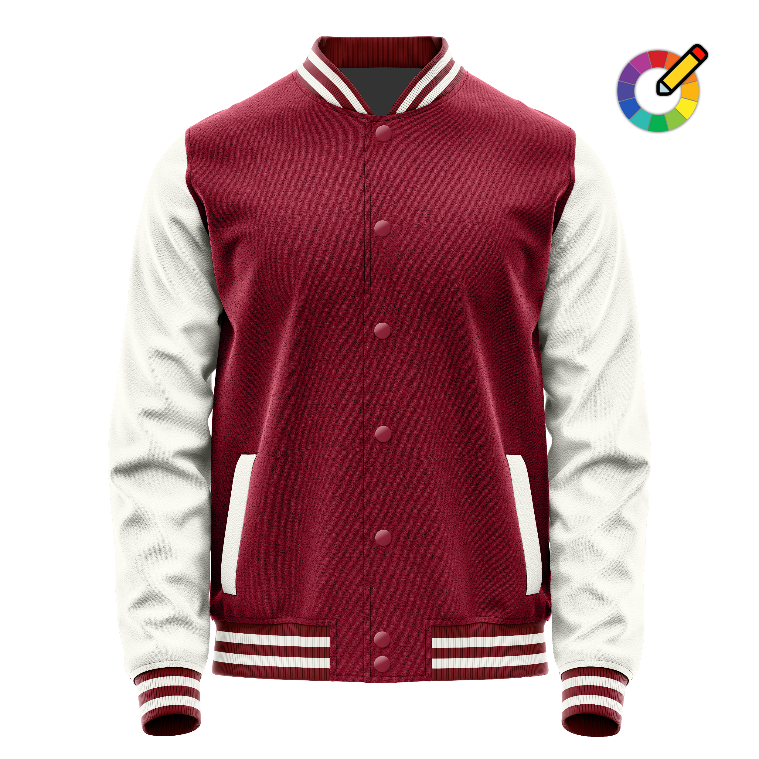 Karmesinrot & Weiß Leder Collegejacke JG15181518