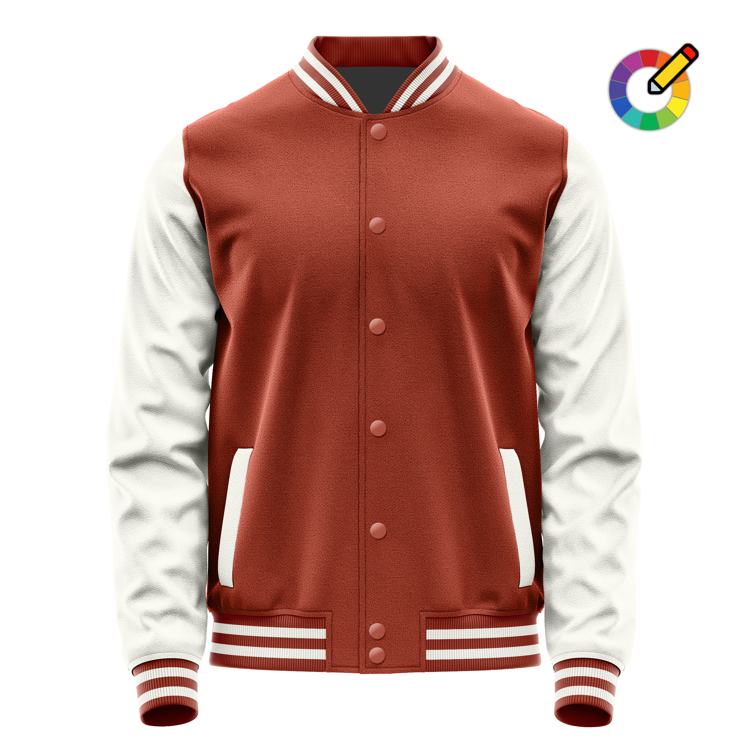 Korallenrot & Weiß Leder Collegejacke JG16181618