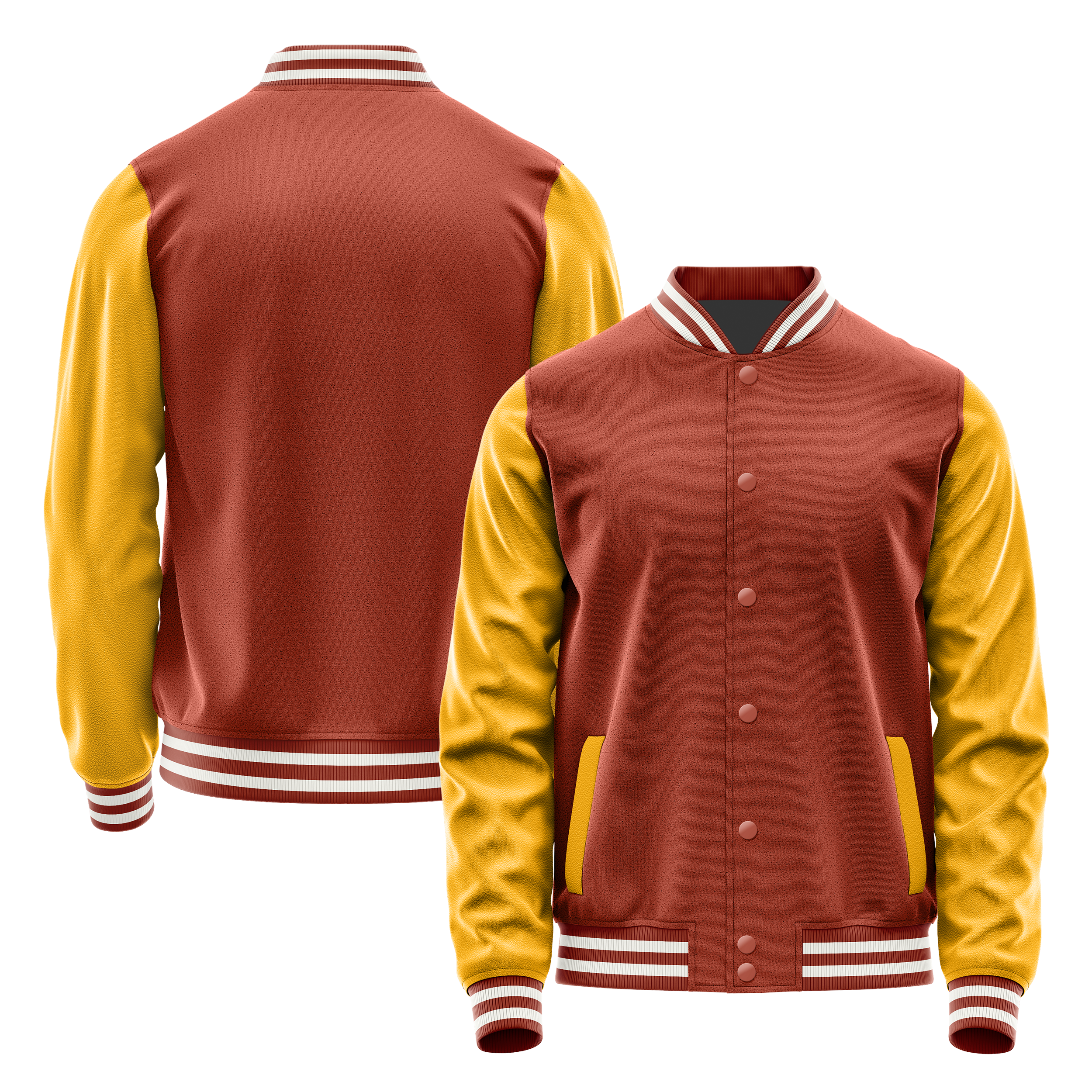 Korallenrot & Gelb Leder Collegejacke JG16191618