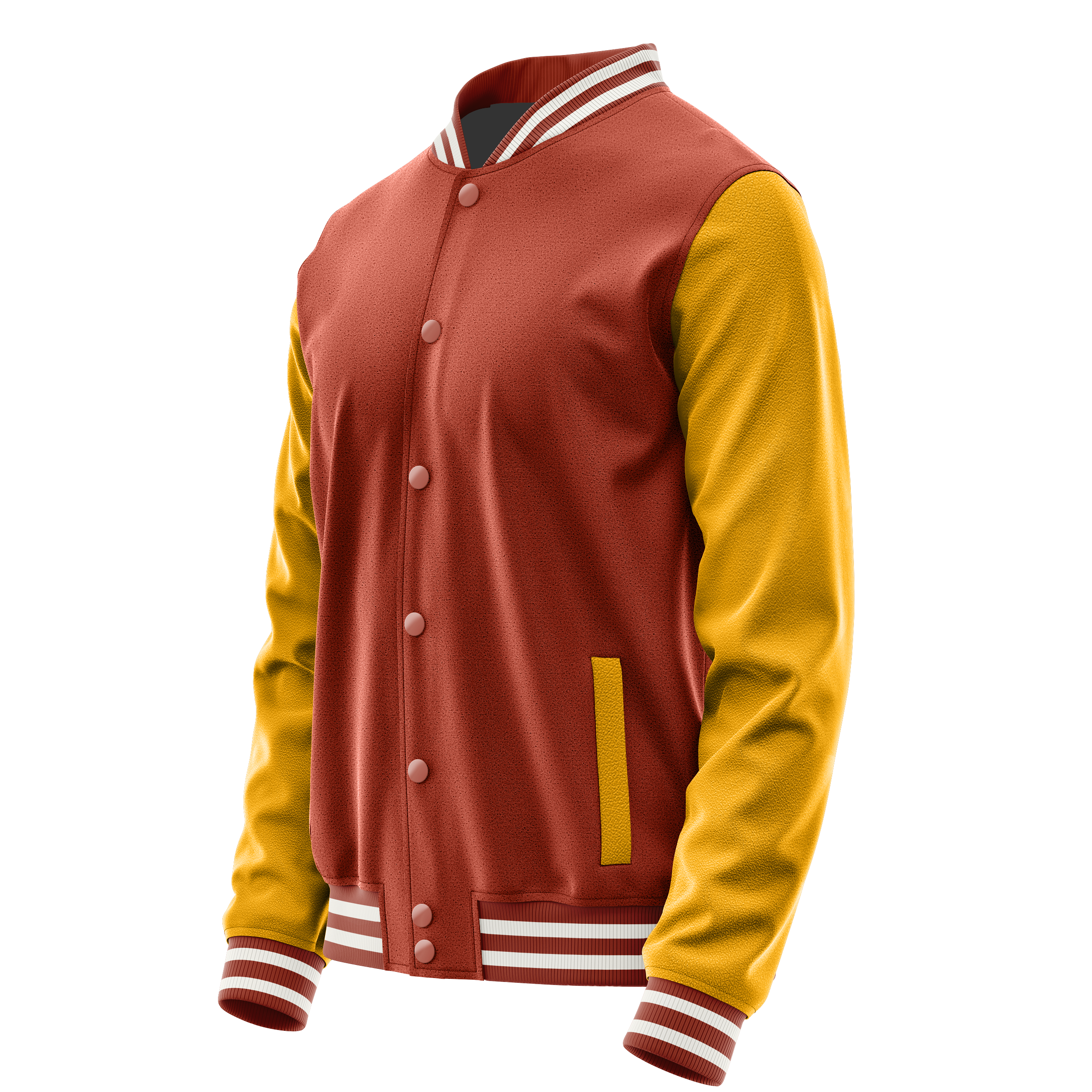 Korallenrot & Gelb Leder Collegejacke JG16191618