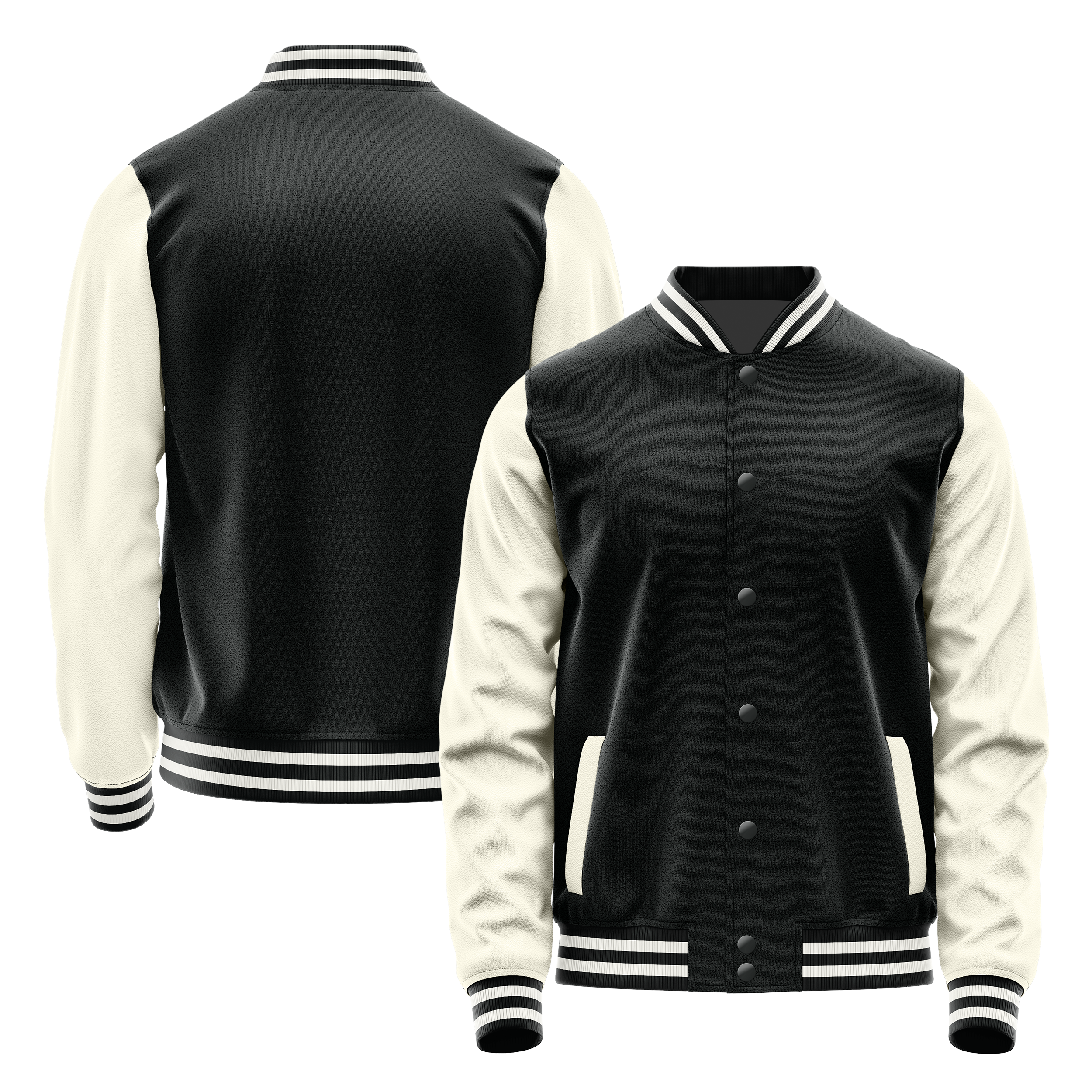 Schwarz & Creme Leder Collegejacke JG17031718