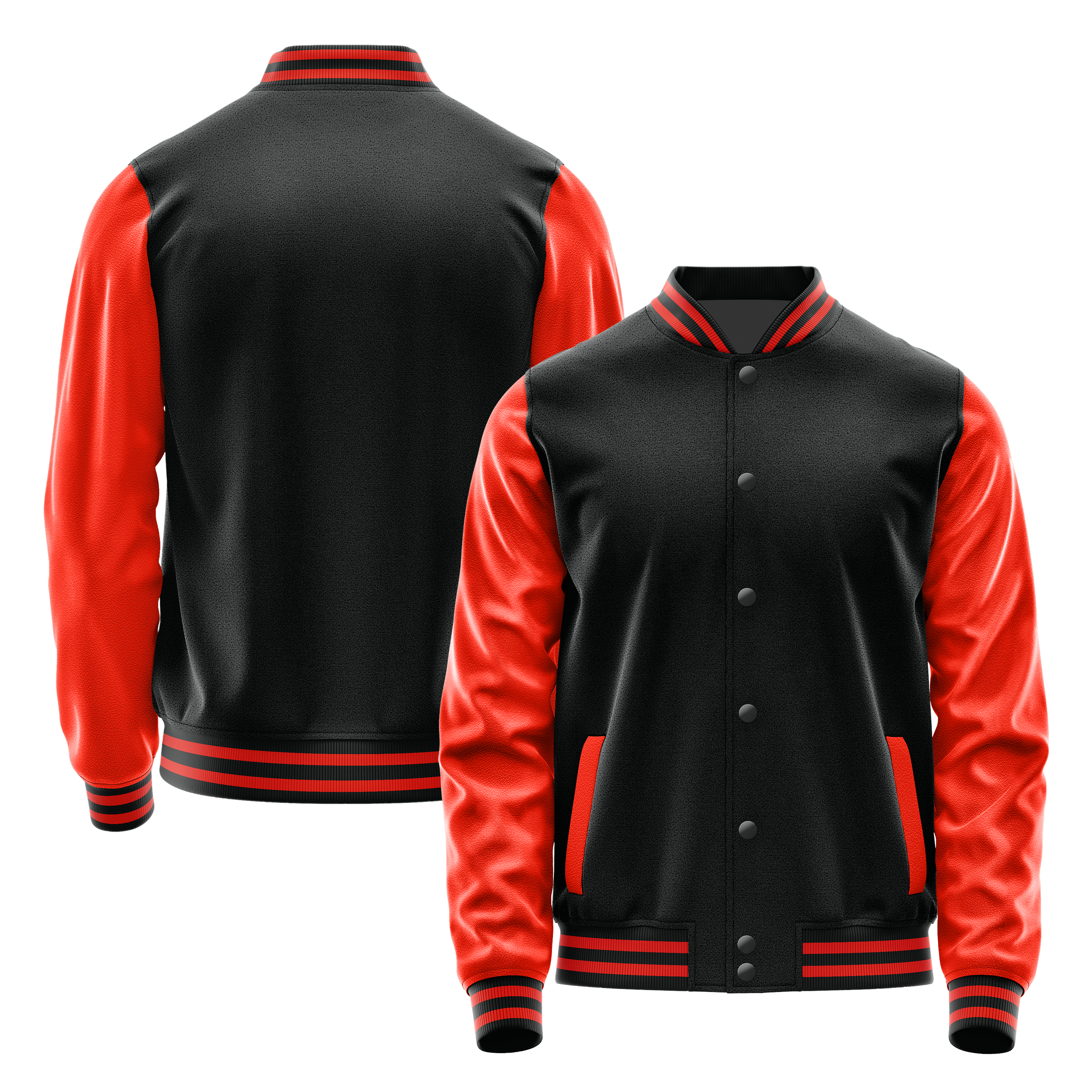 Schwarz & Orangerot Leder Collegejacke JG17121712