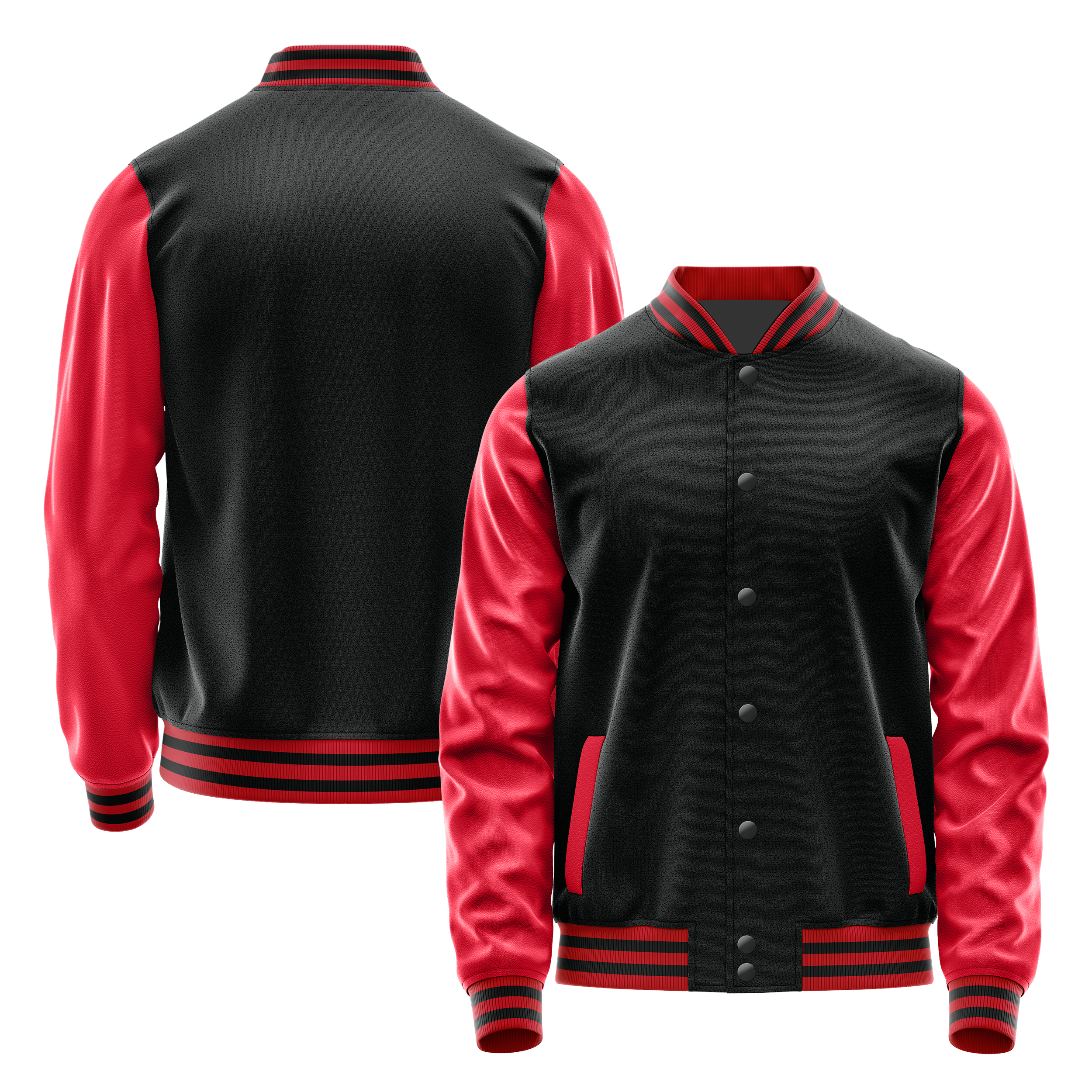 Schwarz & Rot Leder Collegejacke JG17141417