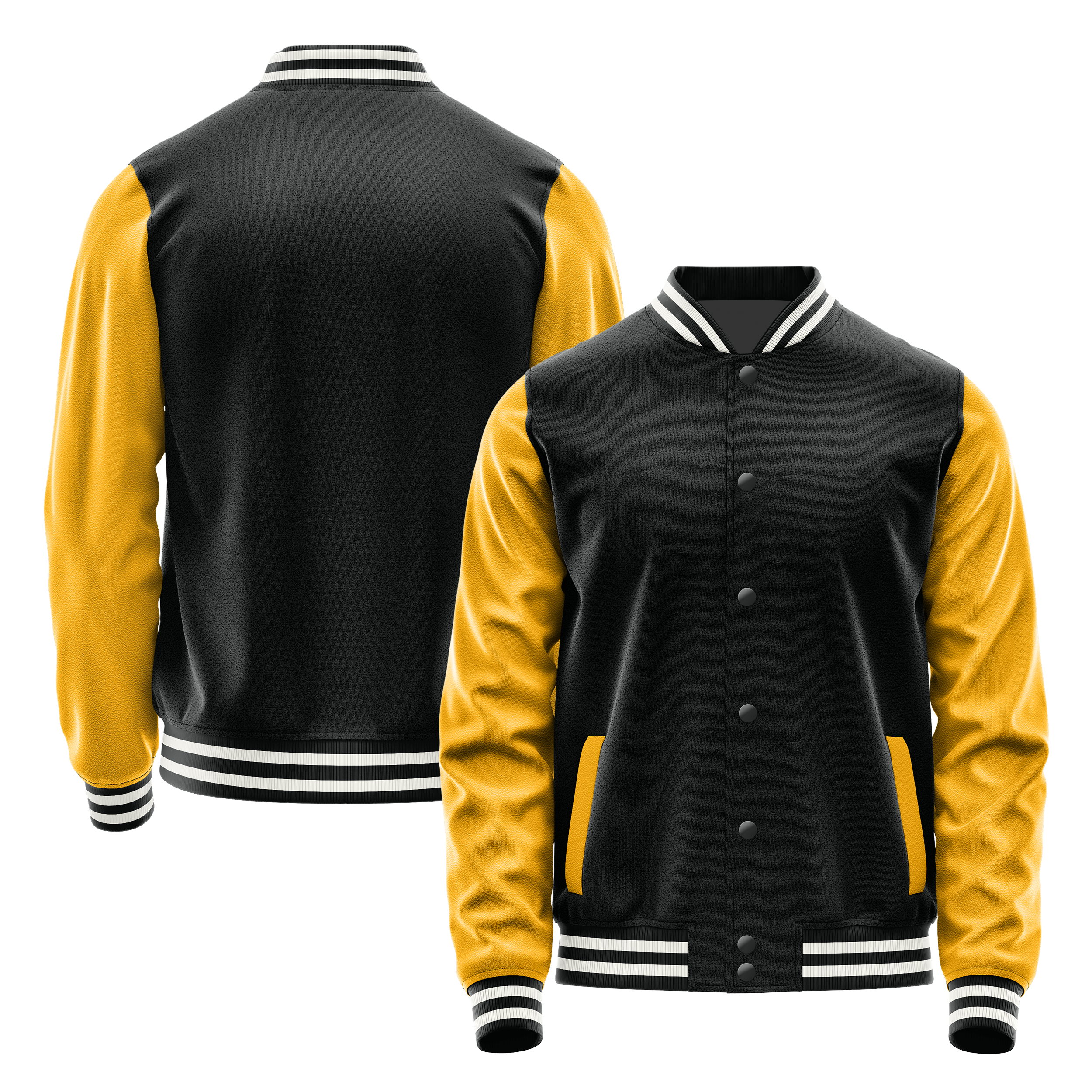 Schwarz & Gelb Leder Collegejacke JG17191718